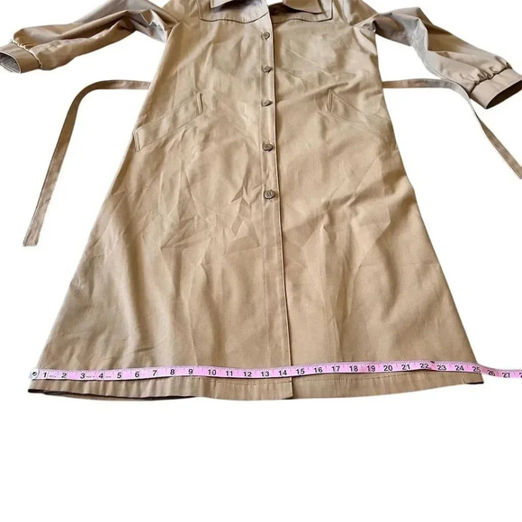 1970 Vintage London Fog Women's Beige Trench Coat Size 16 Long Belted - Picture 6 of 10